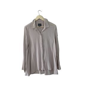 Leo & Sage Large Silk Blouse Tunic Button Front Long Sleeve Top Womens